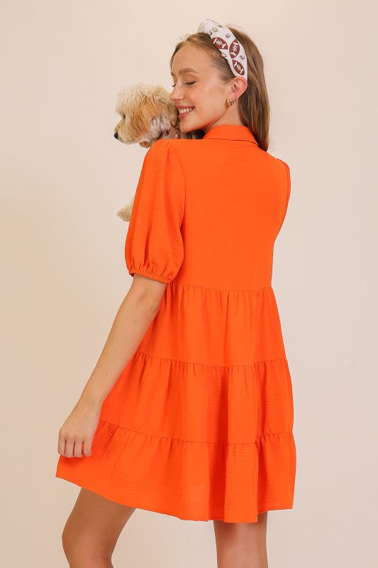 The Sideline Sweetheart Dress (Orange or Red)