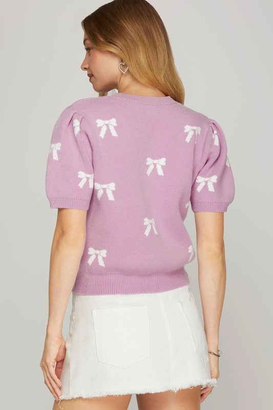 The Lilac Bow Knit Top