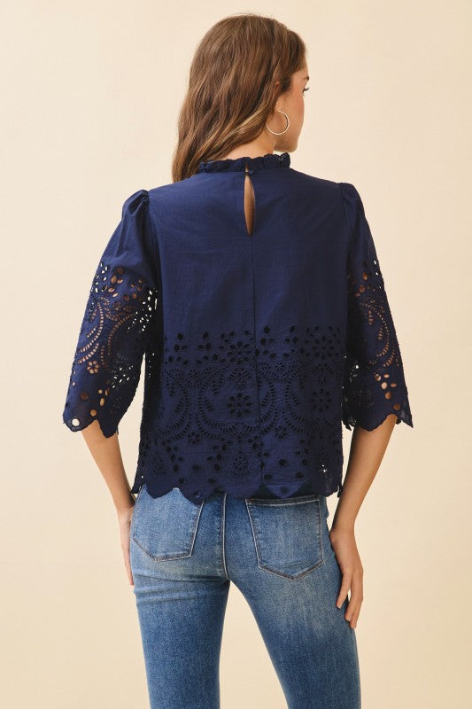 Midnight Bloom Cutout Blouse ๐ธ๐