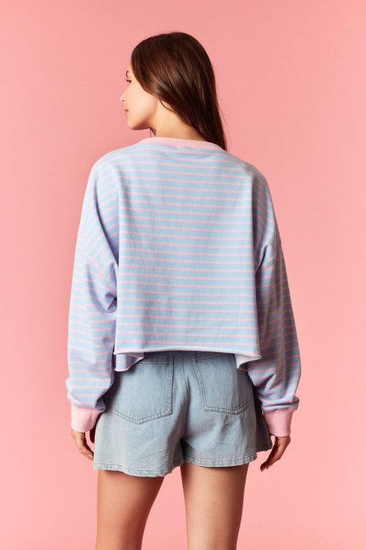 Bubblegum Breeze Cropped Pullover - Milo & Lily Boutique