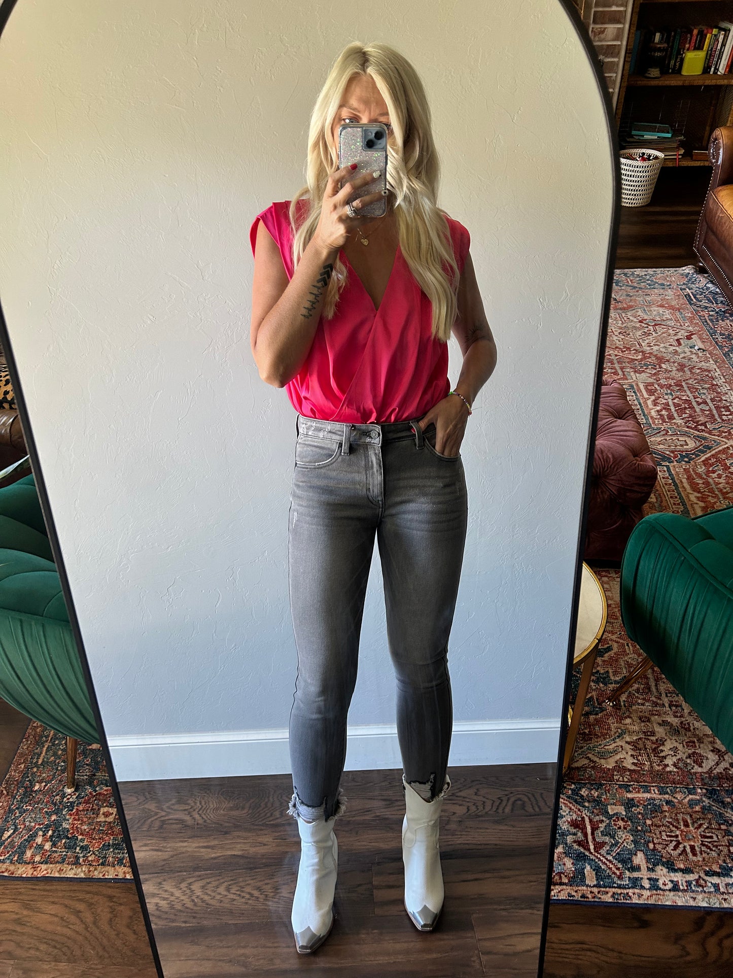 Leo Gray High Rise Ankle Skinny Jeans