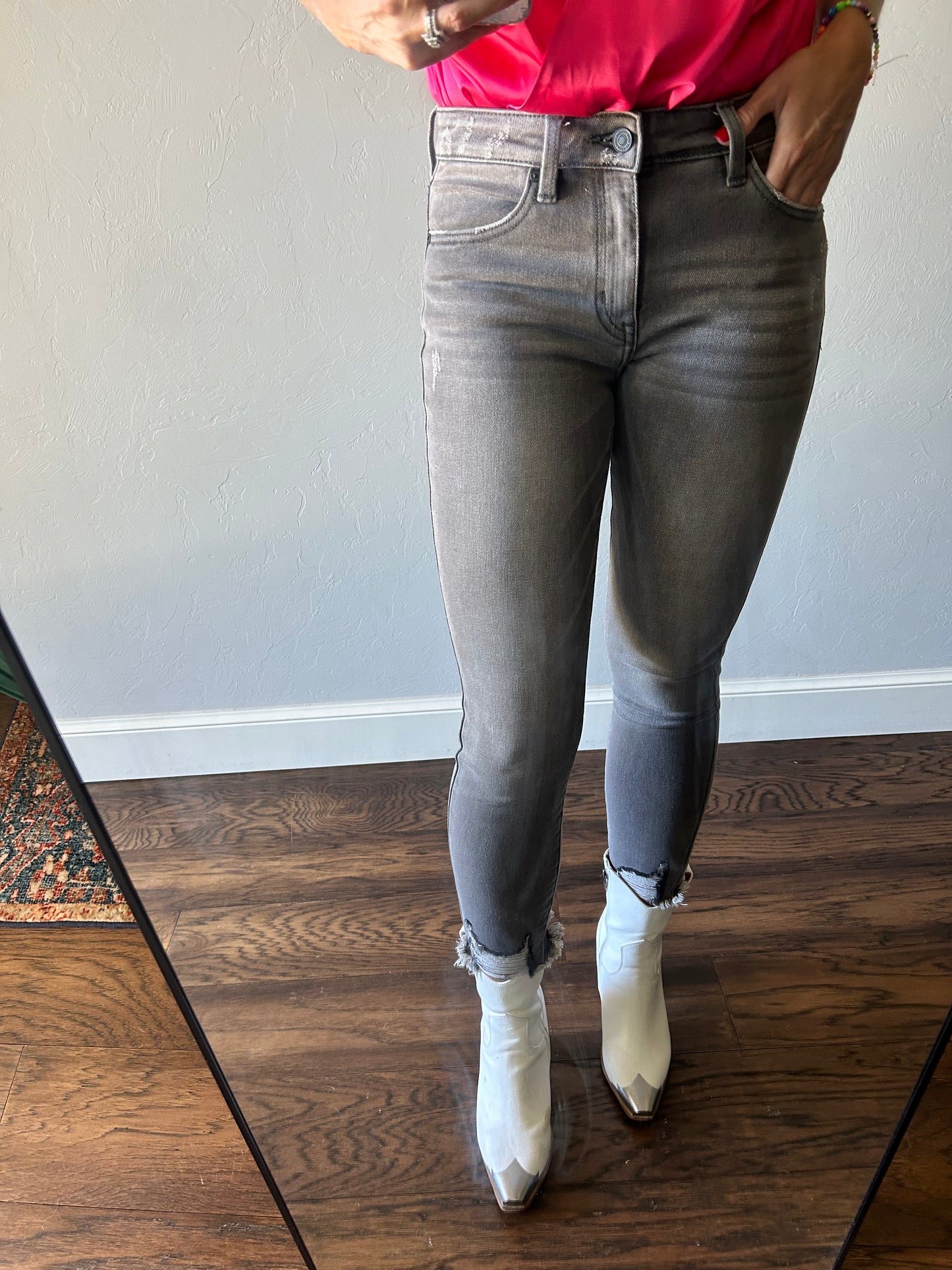Leo Gray High Rise Ankle Skinny Jeans