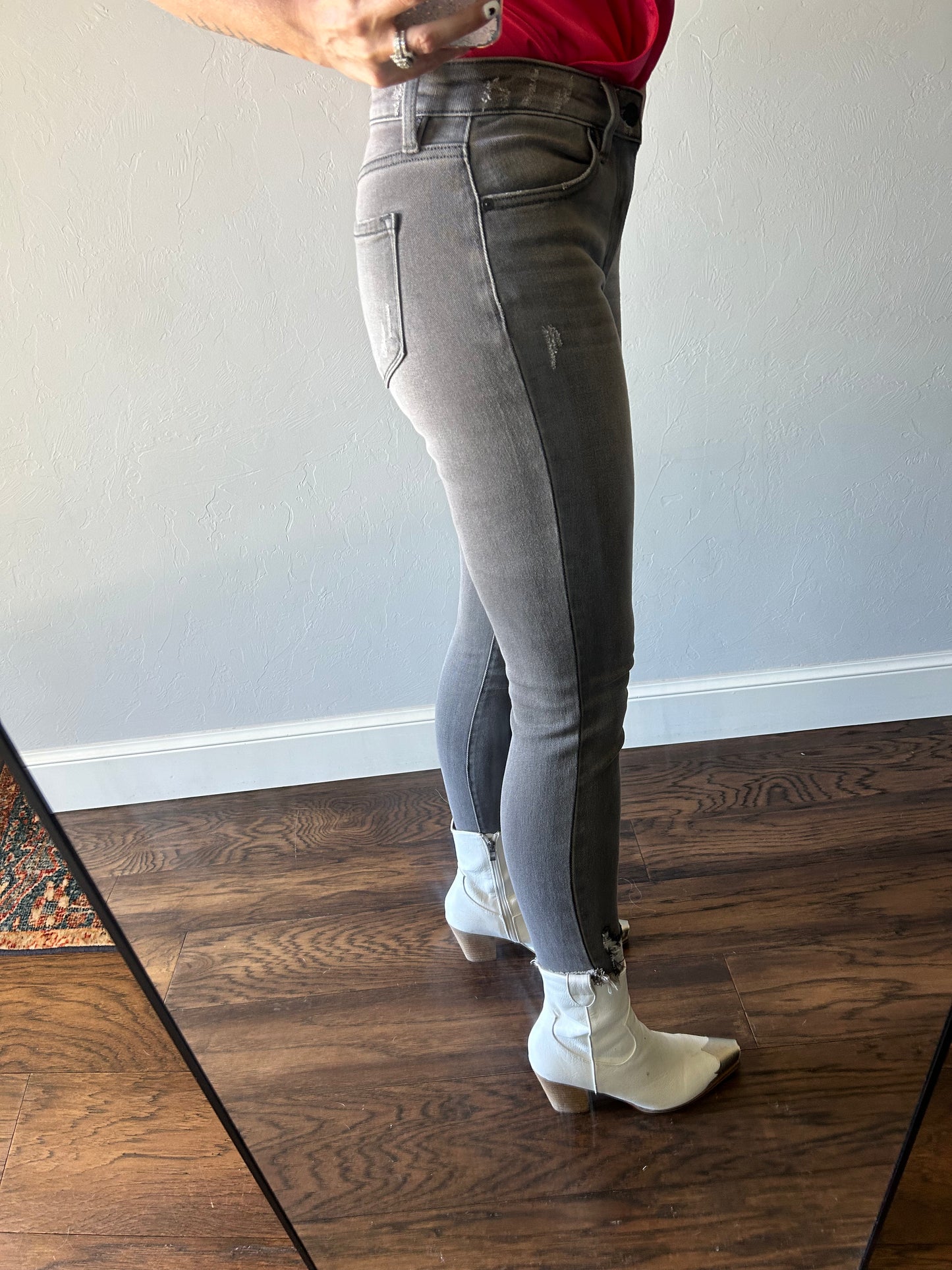 Leo Gray High Rise Ankle Skinny Jeans