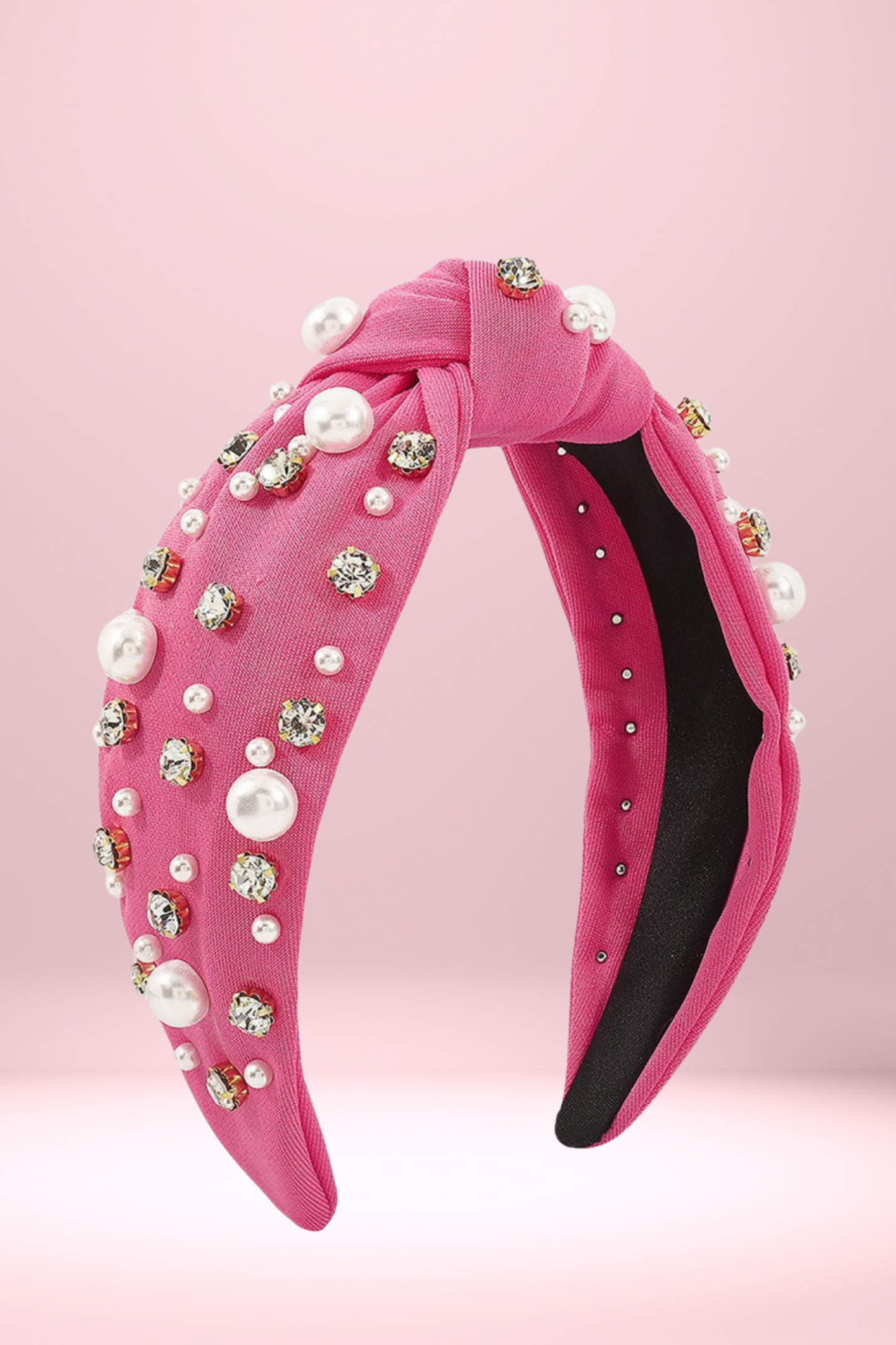 Rhinestone & Pearl Headband - Rosy