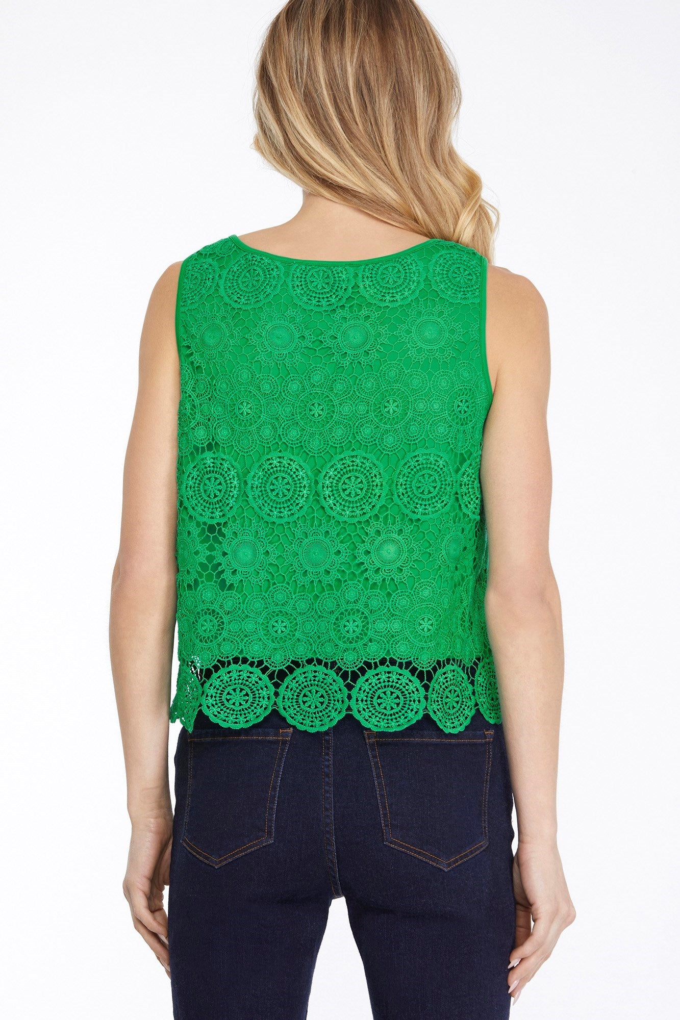 The Magnolia Lace Tank - Kelly Green