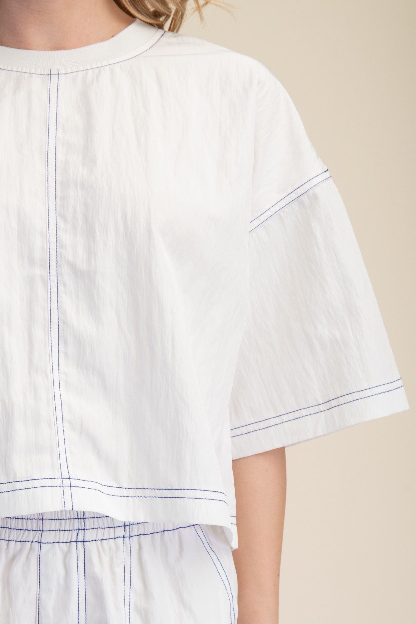 Elevated Basic Stitch Detail Crop Top - White - Milo & Lily Boutique