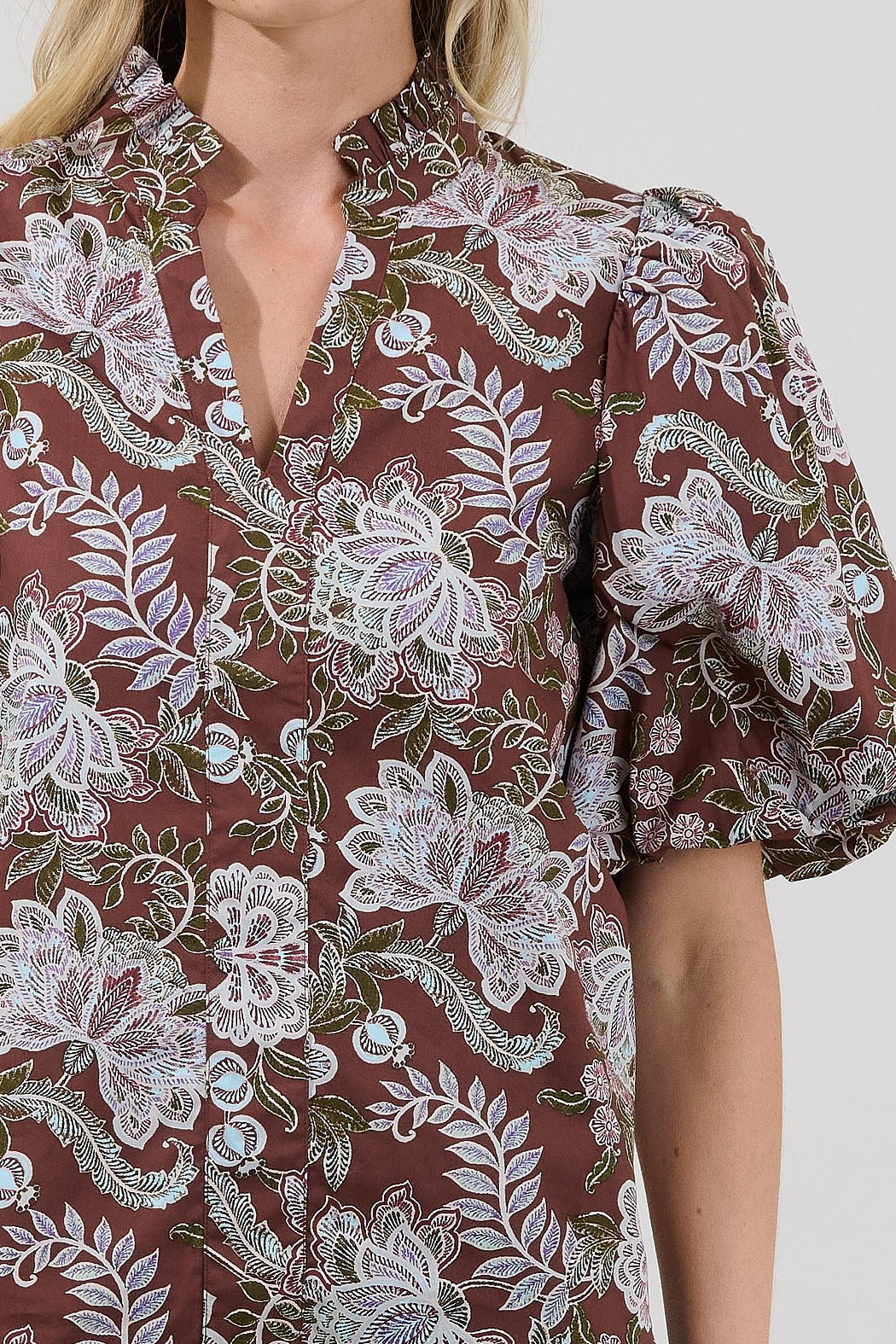 Sienna Rustic Brown Floral Blouse