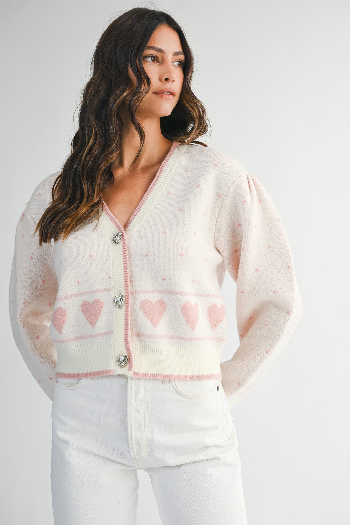 Queen of Hearts Rhinestone Button Cardigan