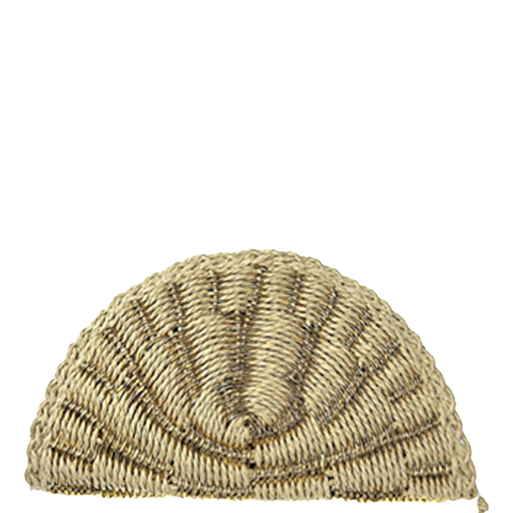 Seashell Rattan Envelope Clutch - Gold