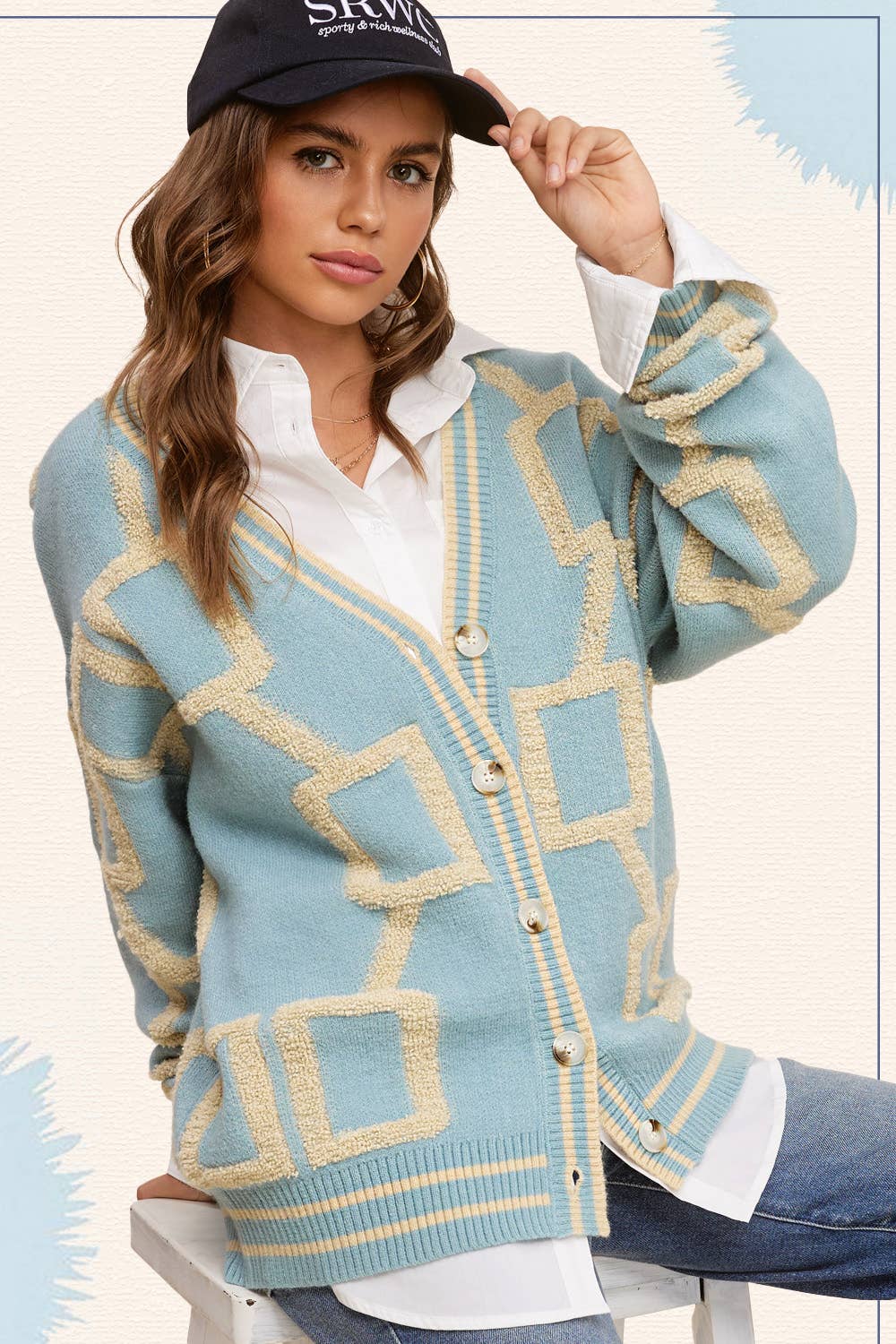 The Park Row Dusty Blue Cozy Knit Cardigan