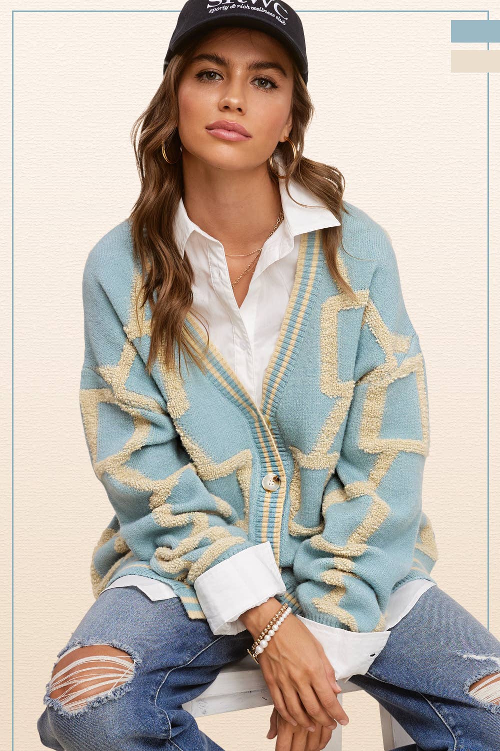 The Park Row Dusty Blue Cozy Knit Cardigan