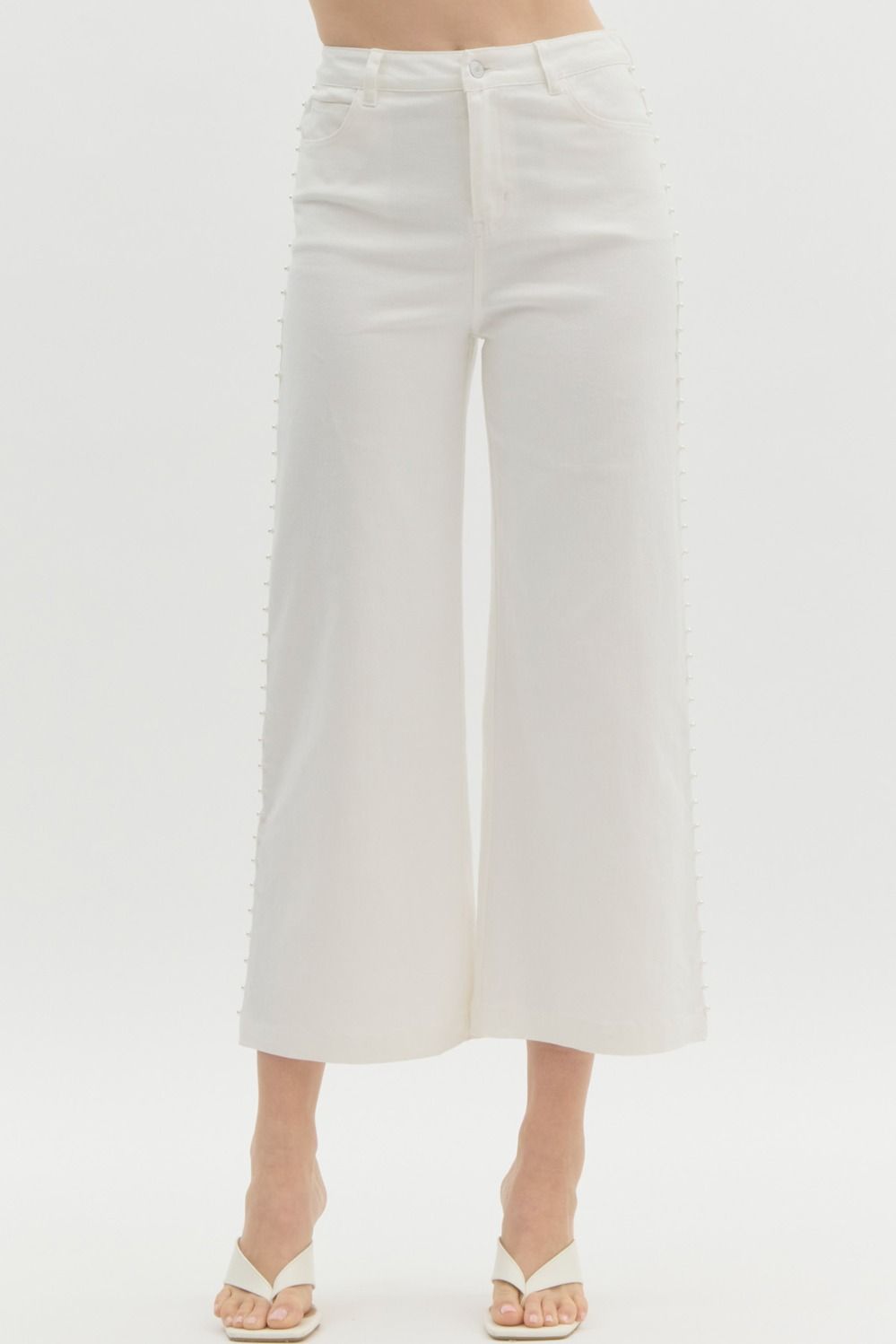 Dripping Pearl White Wide Leg Denim