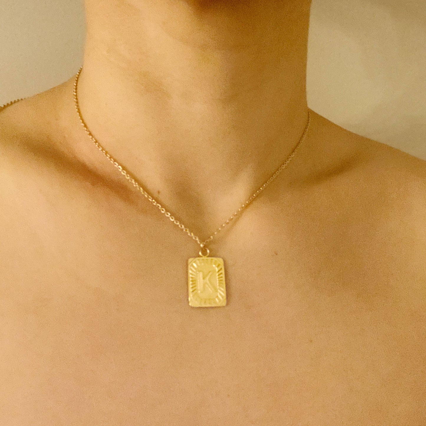 Art Deco Initial Necklace: T