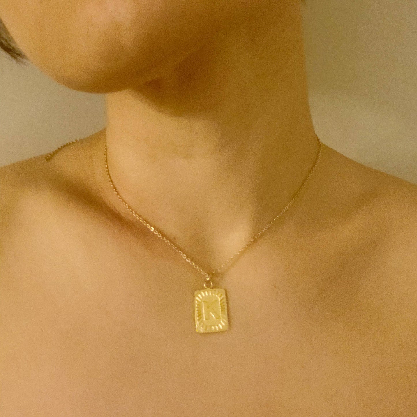 Art Deco Initial Necklace: T