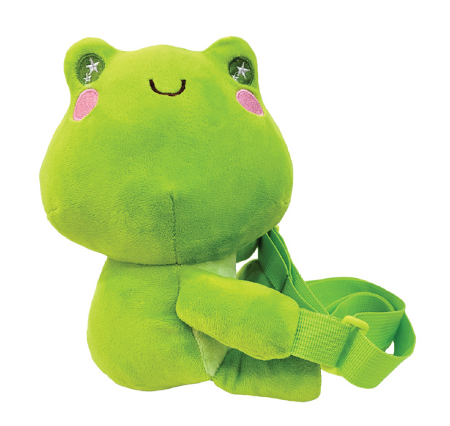 Plush Sling Crossbody Bag - Green Frog