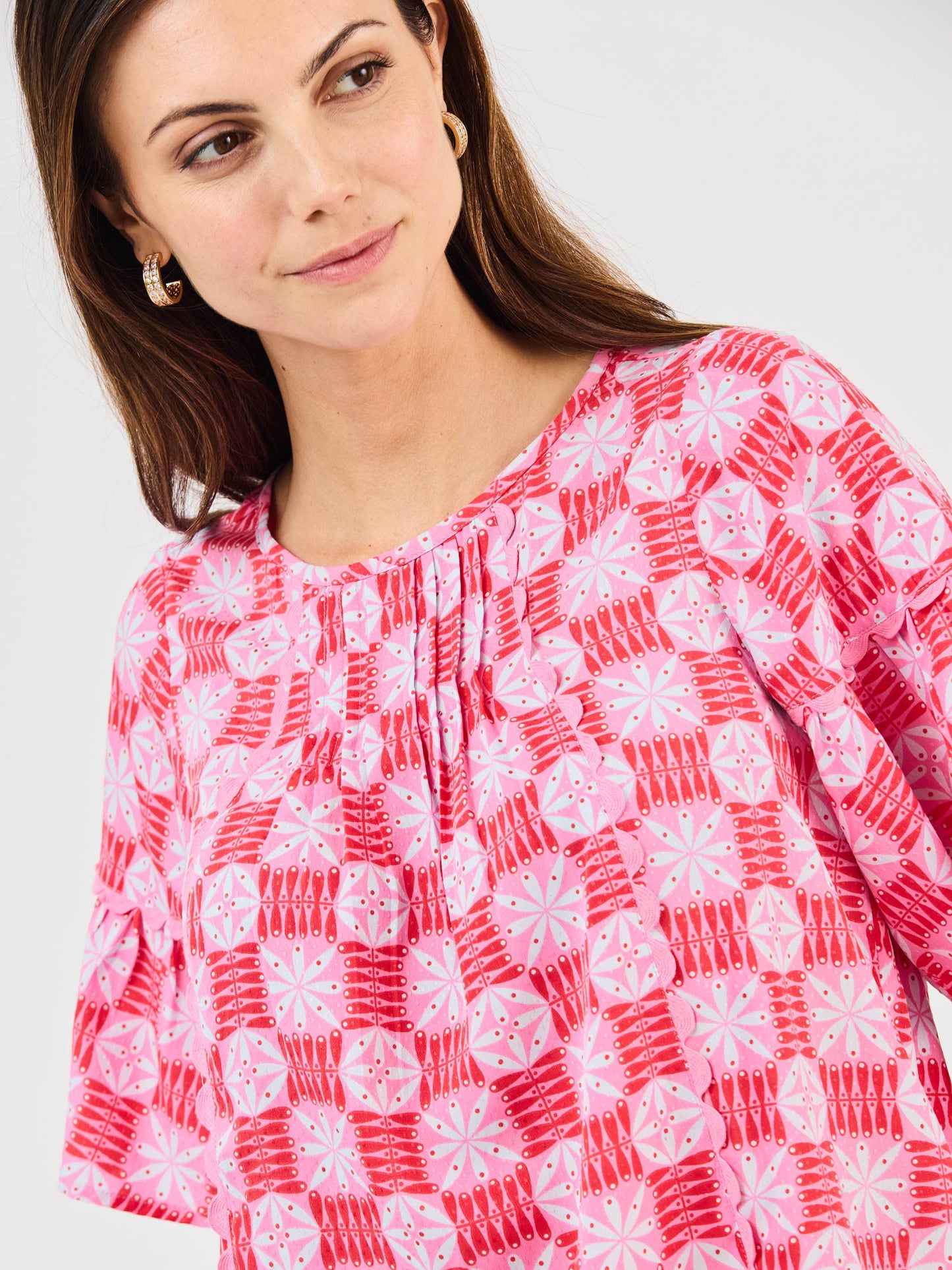 Jane Hot Pink Quilted Charm Top