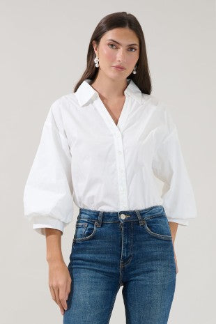 Chalet Button Down Blouse – White