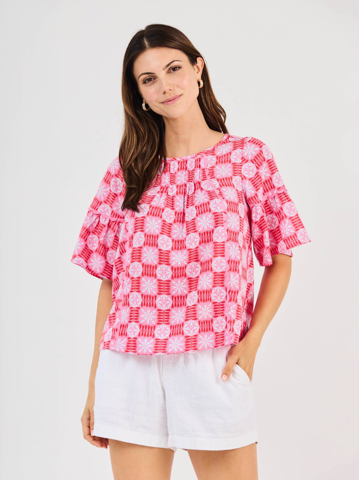 Jane Hot Pink Quilted Charm Top