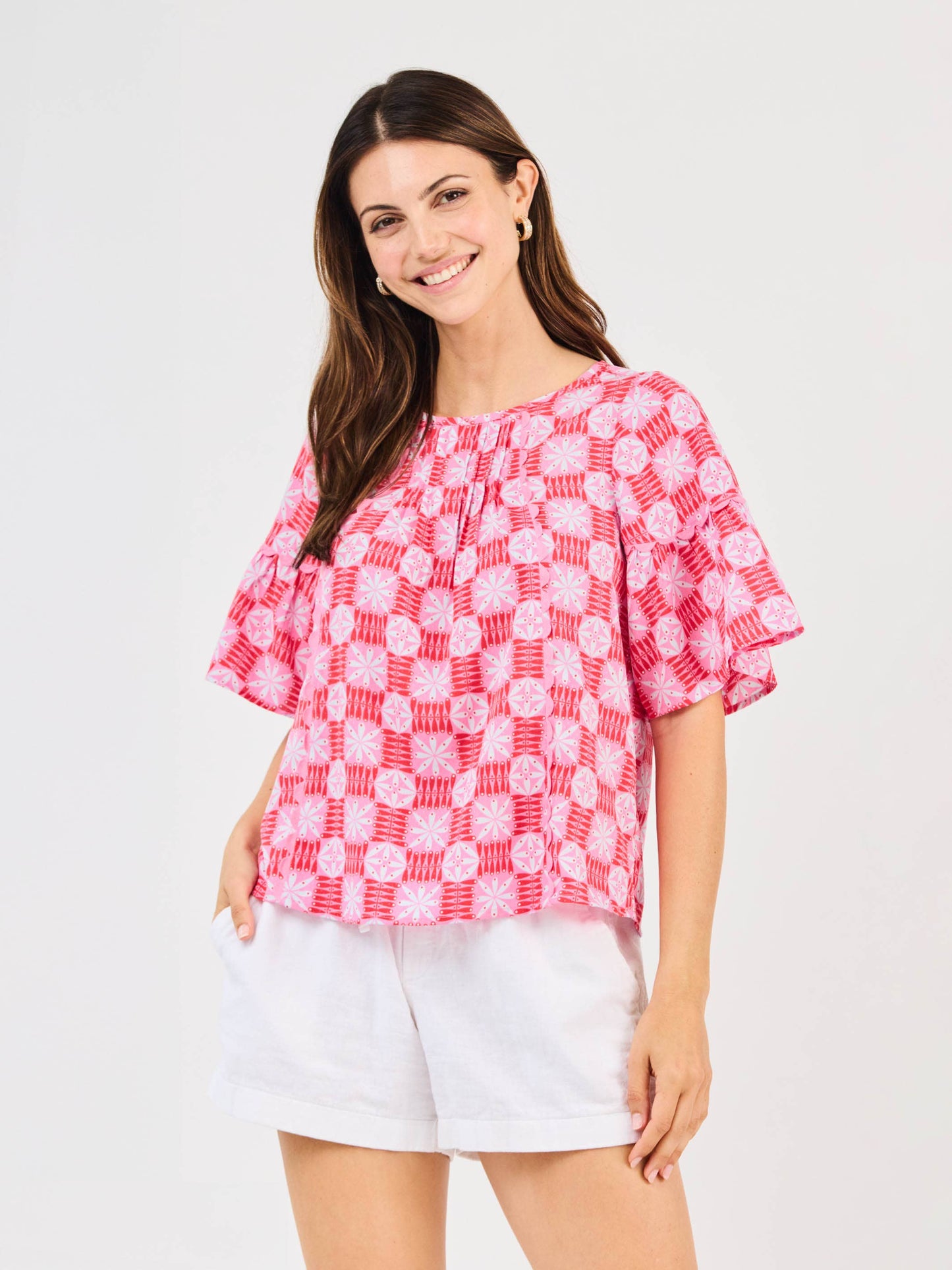 Jane Hot Pink Quilted Charm Top