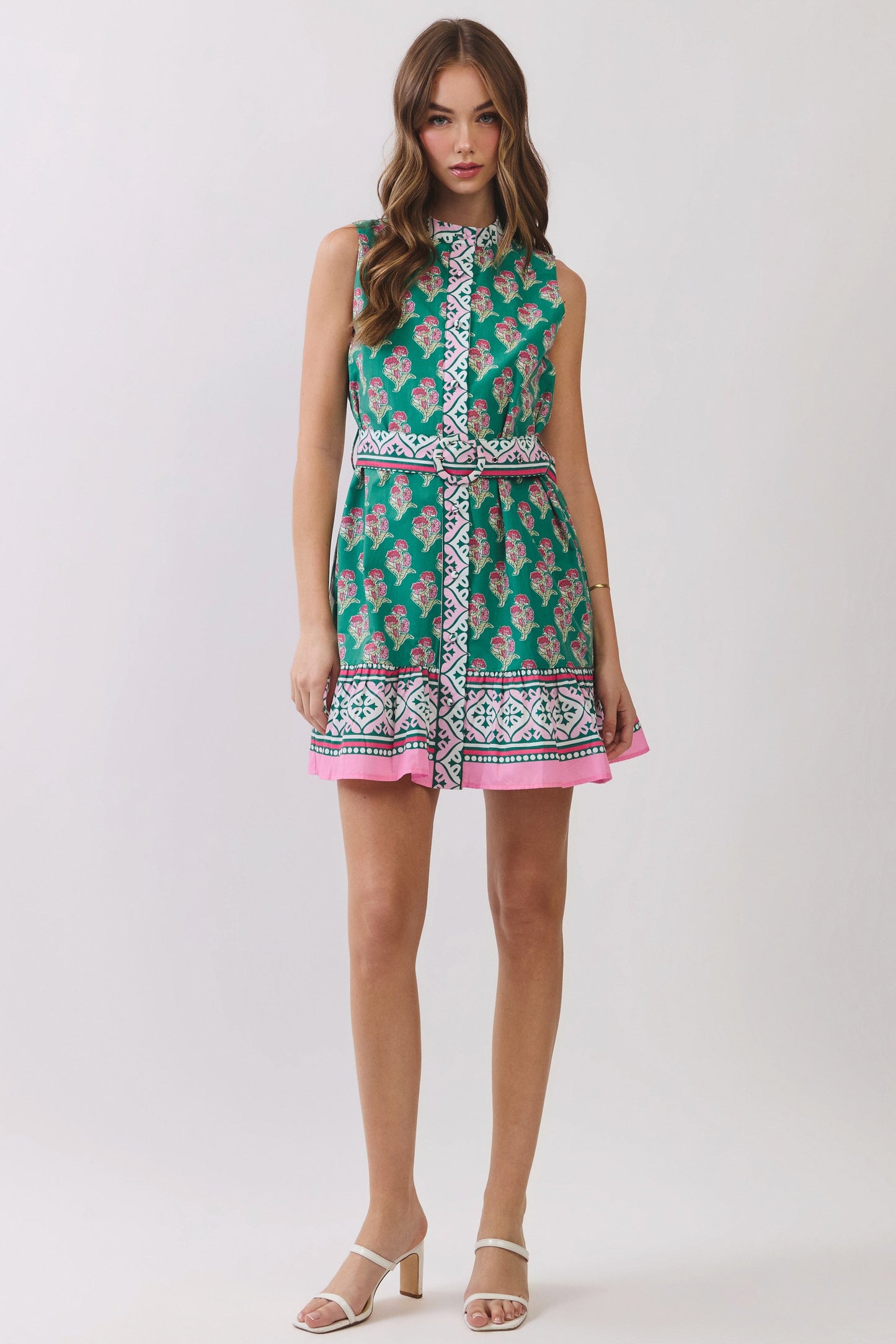 Rosalie Emerald Belted Mini Dress