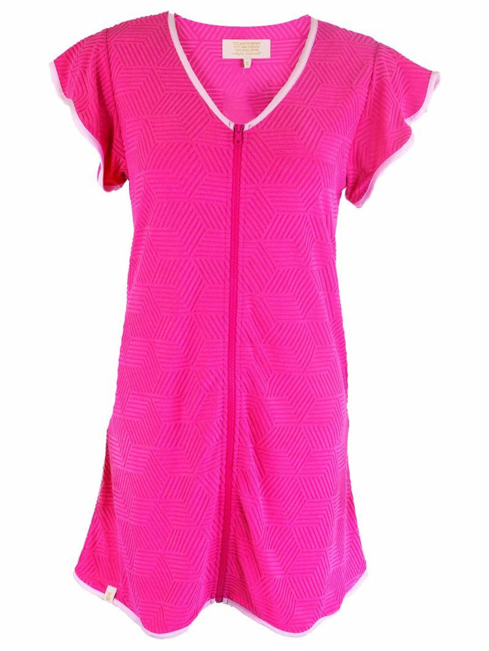 simply southern front zip terry cloth coverup hot pink