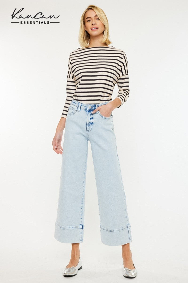 ✨ Light Wash Wide Leg Cuffed Jeans ✨