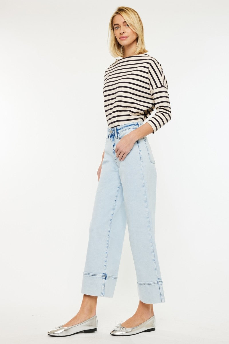 ✨ Light Wash Wide Leg Cuffed Jeans ✨