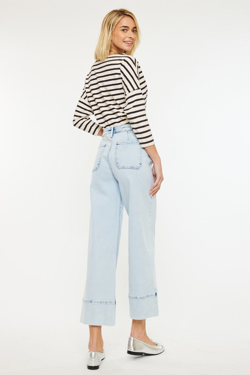 ✨ Light Wash Wide Leg Cuffed Jeans ✨