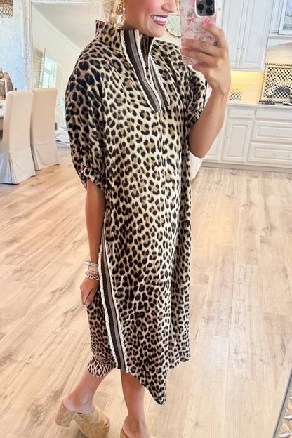 Leopard Caftan Midi Dress