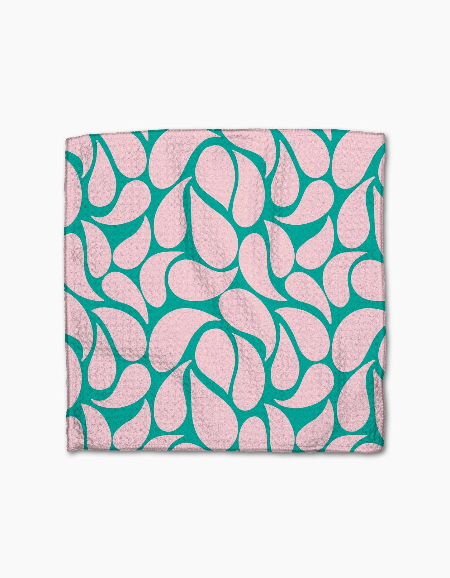 Textured pink and teal abstract patterned cloth, ideal for women's fashion accessories