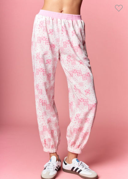 Pink Patchwork Lounge Set: Joggers