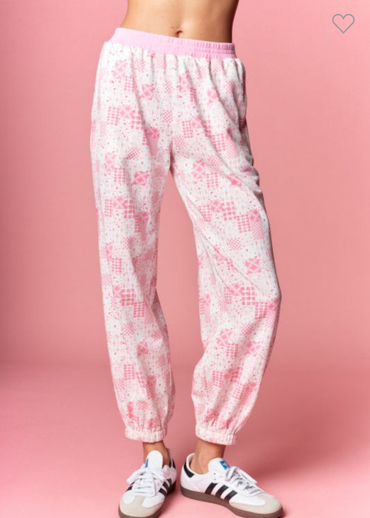 Pink Patchwork Lounge Set: Joggers