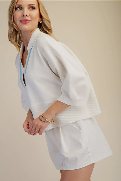 The Harbor Lane Collared Knit Top - Milo & Lily Boutique