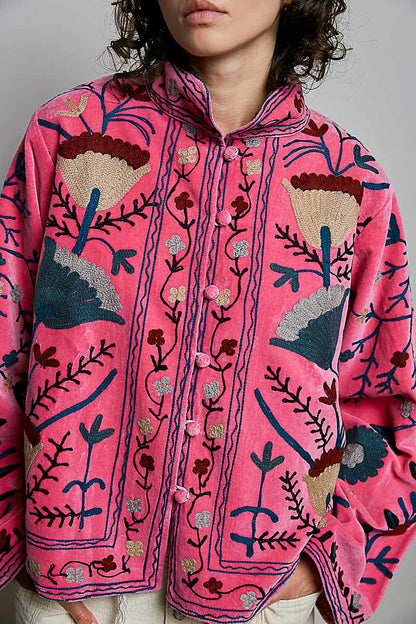 The Poet Textured Velvet Embroidered Jacket