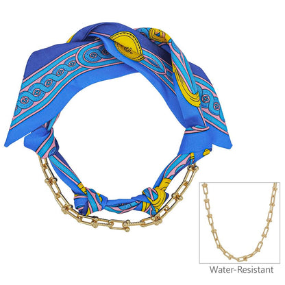 Double Scarf & Chain Layered Necklace : Multiple Color Options