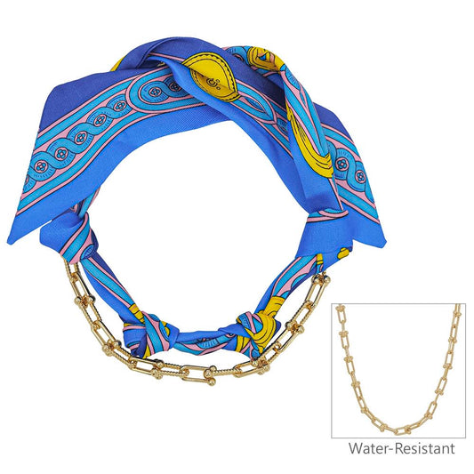 Double Scarf & Chain Layered Necklace : Multiple Color Options