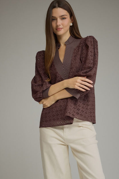 The Camille Eyelet Blouse – Chocolate 🤎