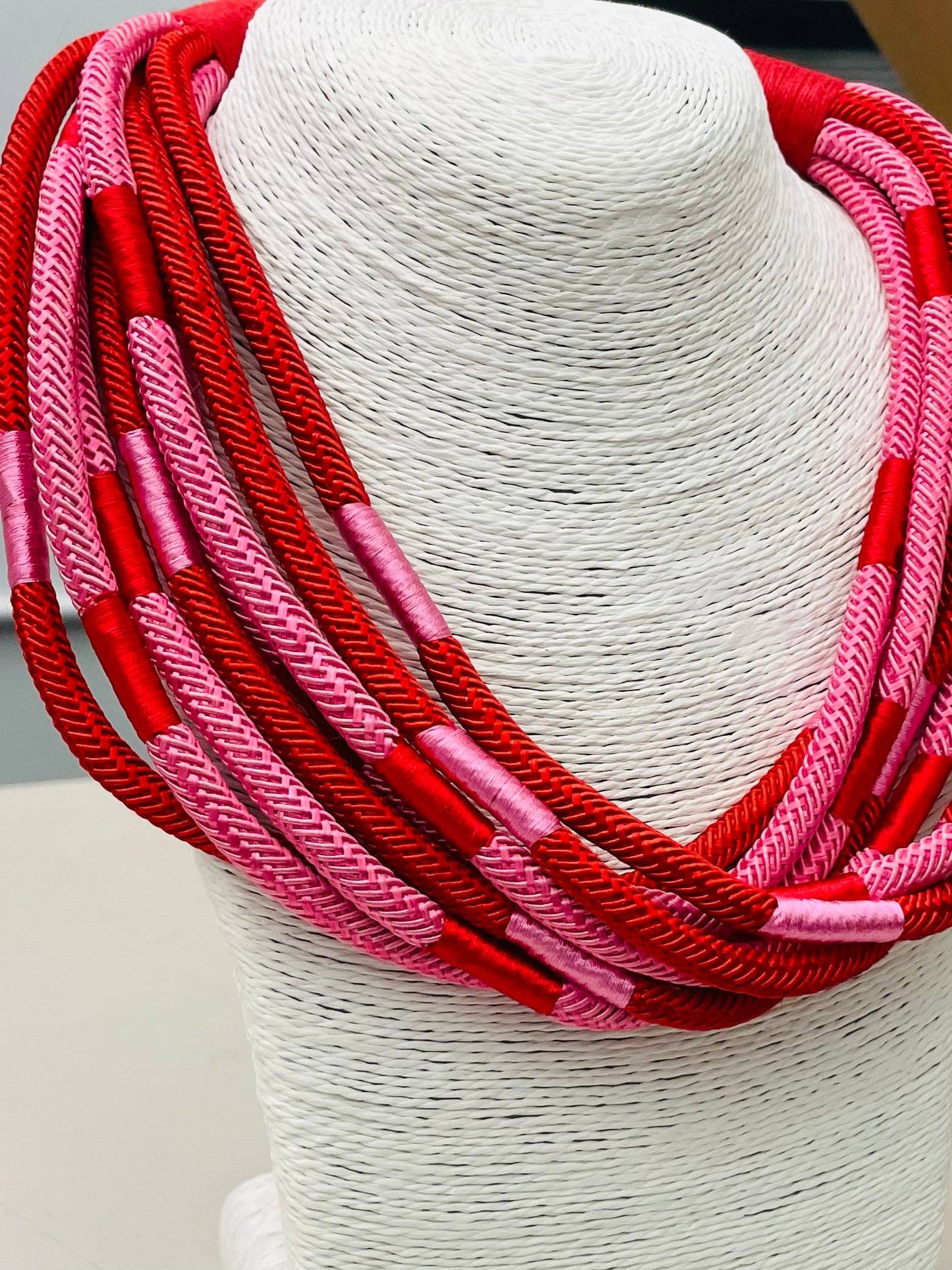 Red & Pink Slub Necklace