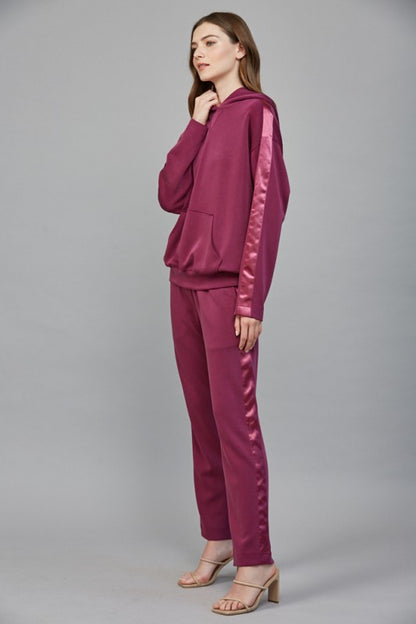 Satin State of Mind Lounge Set – Wine Berry