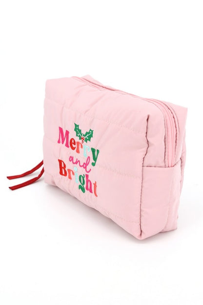 Merry & Bright Quilted Christmas Cosmetic Bag 🎀🎄