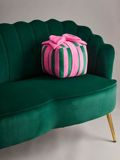 Shiraleah Green & Pink Stripe Gift Box Medium Pillow