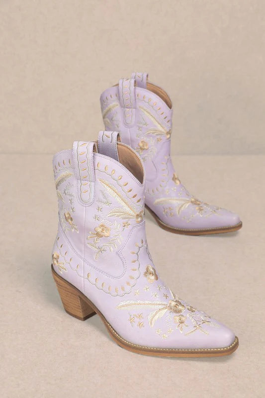 Sweet Southern Lavender Embroidered Boot