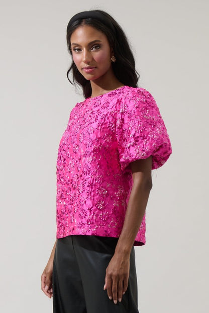 Harrington Jacquard Floral Joi Bubble Top