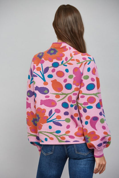 Flower Power Hour Botanical Sweater – Pink Multi