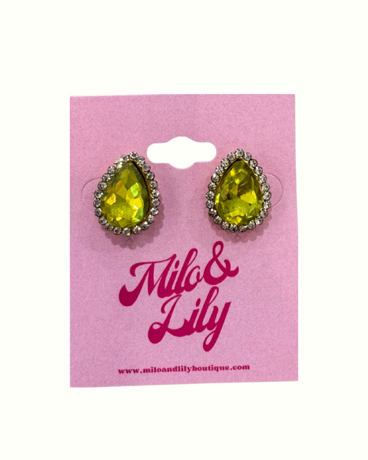 Lime Lights Crystal Teardrop Studs