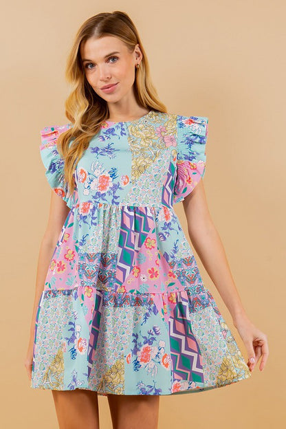 Lyla Floral Ruffle Sleeve Mini Dress