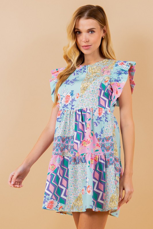 Lyla Floral Ruffle Sleeve Mini Dress