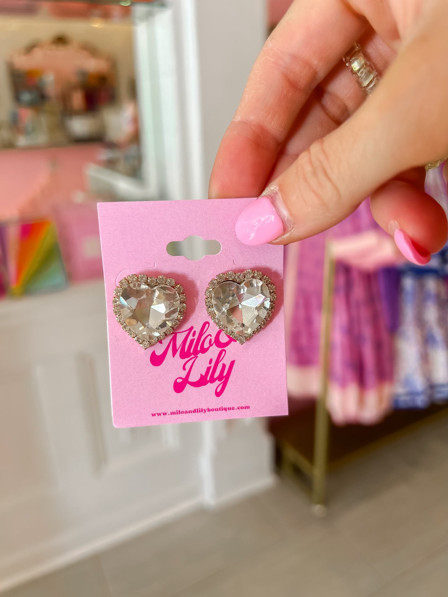 Princess Heart Iridescent Stud Earrings - Milo & Lily Boutique