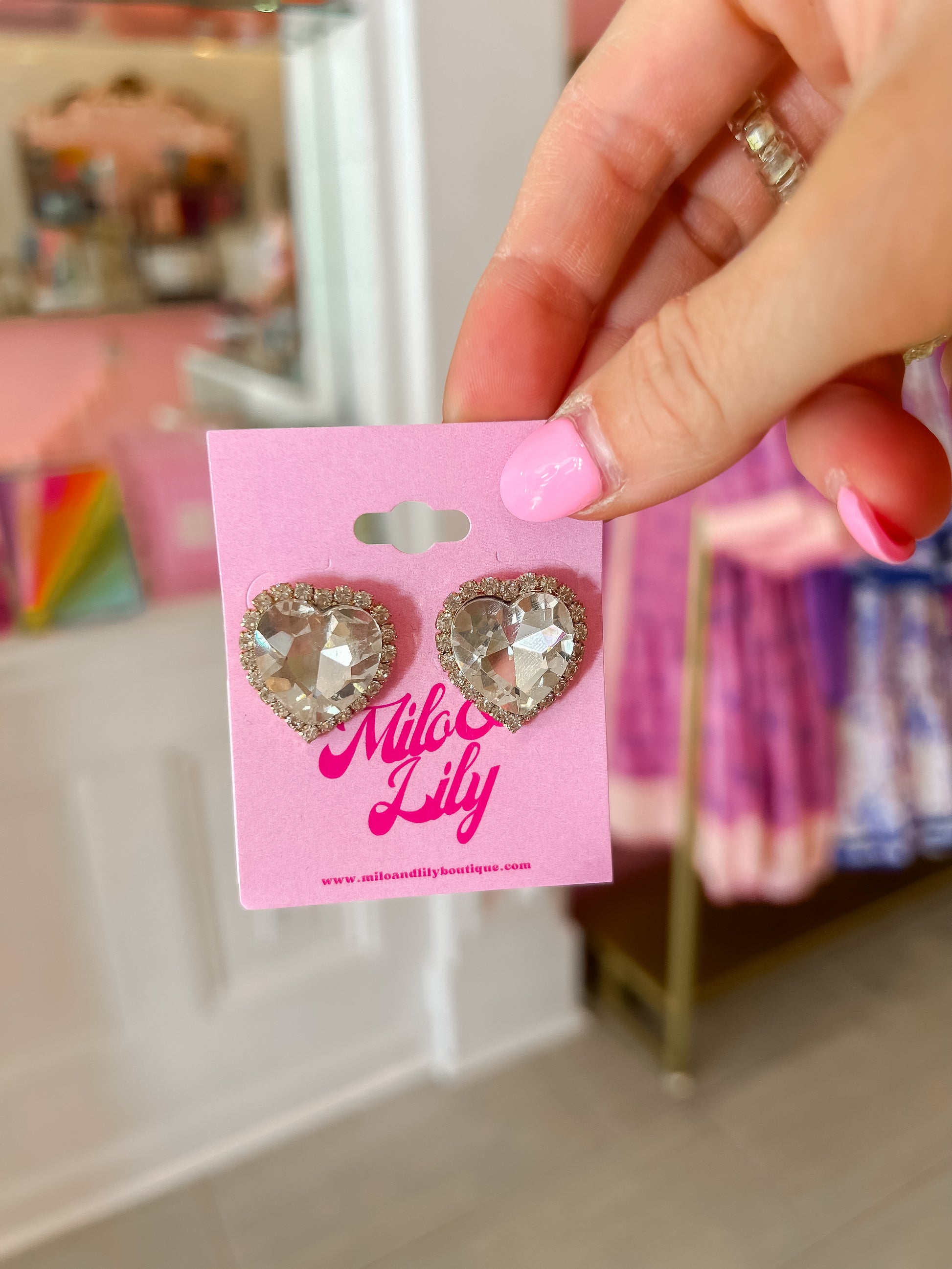 Princess Heart Iridescent Stud Earrings - Milo & Lily Boutique