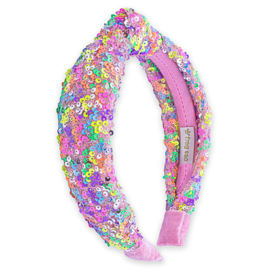 Kids Sparkly Sequin Knot Headband: Rainbow 🌈
